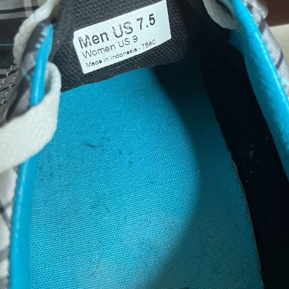 VANS Plaid Skate Sneakers Skater Shoes Black White Plaid Womens Size 9 Mens 7.5 - Picture 7 of 8